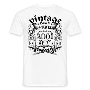 Anniversaire 2001 Décembre 2001 né en December - T-shirt homme - blanc - Devant - AI Model Male 178 dark (178cm)