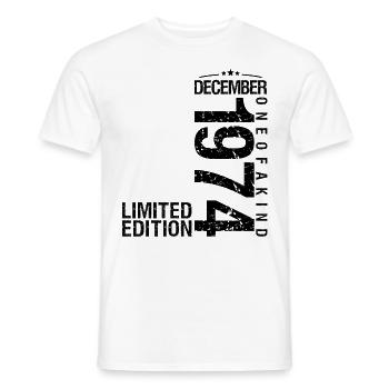 Birthday December 1974 December born in December - Men's T-Shirt - white - Front - AI Model Male 178 dark (178cm)