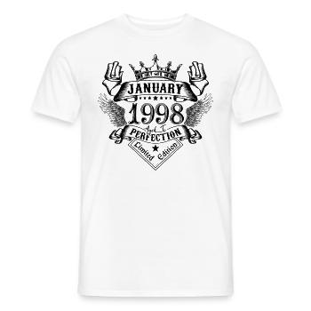 Janvier 1998 Janvier 1998 né en Janvier - T-shirt homme - blanc - Devant - AI Model Male 178 dark (178cm)