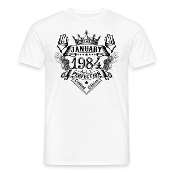 Janvier 1984 Janvier 1984 né en Janvier - T-shirt homme - blanc - Devant - AI Model Male 178 dark (178cm)