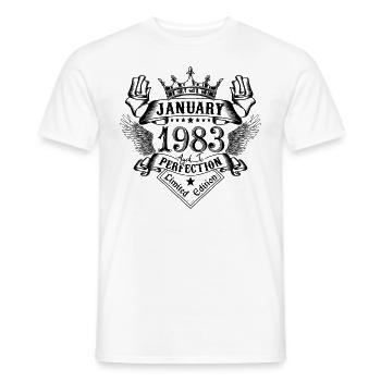 Janvier 1983 Janvier 1983 né en Janvier - T-shirt homme - blanc - Devant - AI Model Male 178 dark (178cm)