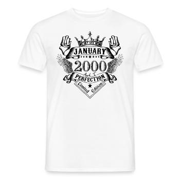 January 2000 January 2000 born in January - Men's T-Shirt - white - Front - AI Model Male 178 dark (178cm)