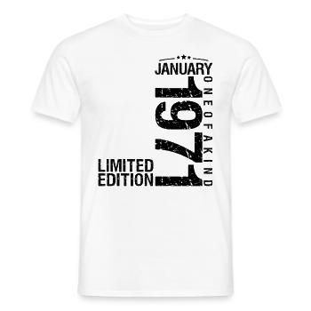 Birthday January 1971 January born in January - Men's T-Shirt - white - Front - AI Model Male 178 dark (178cm)