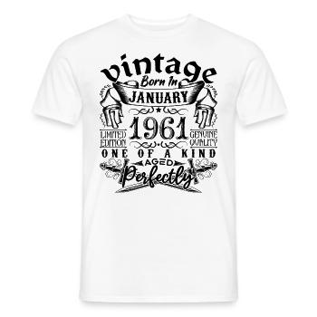 Anniversaire 1961 Janvier 1961 né en Janvier - T-shirt homme - blanc - Devant - AI Model Male 178 dark (178cm)