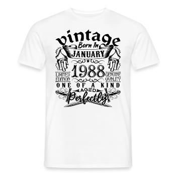 Birthday 1988 January 1988 born in January - Men's T-Shirt - white - Front - AI Model Male 178 dark (178cm)