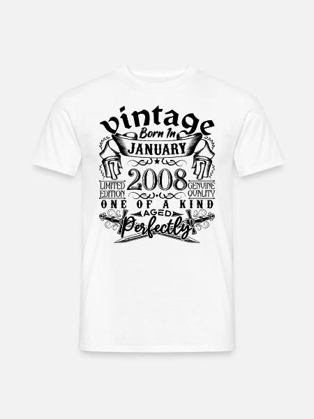 Anniversaire 2008 Janvier 2008 né en Janvier - T-shirt homme - blanc