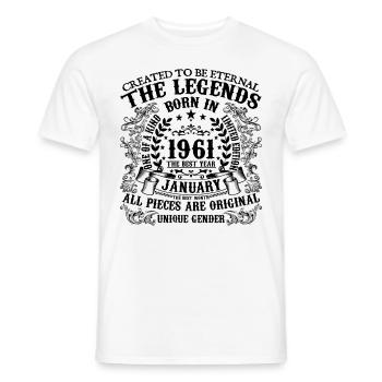 Birthday 1961 January 1961 born in January 1961 - Men's T-Shirt - white - Front - AI Model Male 178 dark (178cm)