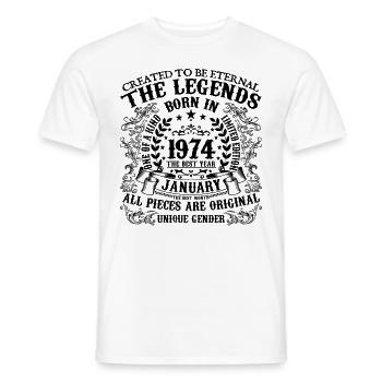 Anniversaire 1974 Janvier 1974 né en Janvier 1974 - T-shirt homme - blanc - Devant - AI Model Male 178 dark (178cm)