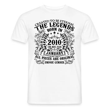 Anniversaire 2010 Janvier 2010 né en Janvier 2010 - T-shirt homme - blanc - Devant - AI Model Male 178 dark (178cm)