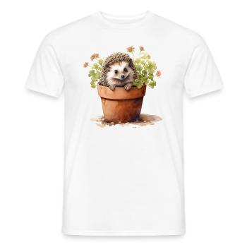 Hérisson dans un pot de fleurs, animal mignon dans un jardin de fleurs - T-shirt homme - blanc - Devant - AI Model Male 178 dark (178cm)