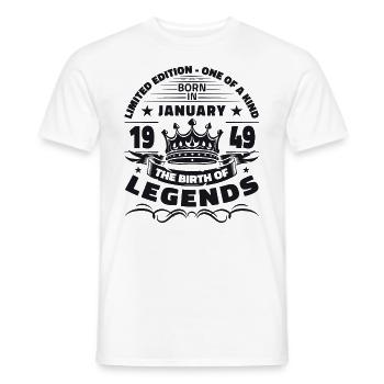 75th Birthday January Vintage Legendary Since 1949 - Men's T-Shirt - white - Front - AI Model Male 178 dark (178cm)