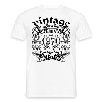 Anniversaire 1970 Février 1970 né en Février - T-shirt homme - blanc - Devant - AI Model Male 178 dark (178cm)