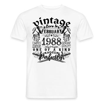 Anniversaire 1988 Février 1988 né en Février - T-shirt homme - blanc - Devant - AI Model Male 178 dark (178cm)