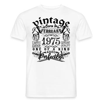 Birthday 1975 February 1975 born in February - Men's T-Shirt - white - Front - AI Model Male 178 dark (178cm)