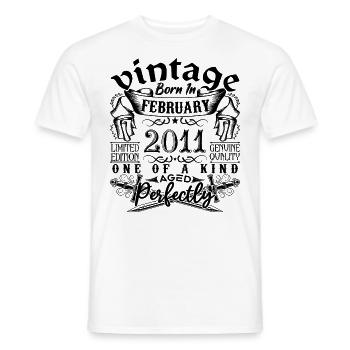 Anniversaire 2011 Février 2011 né en Février - T-shirt homme - blanc - Devant - AI Model Male 178 dark (178cm)