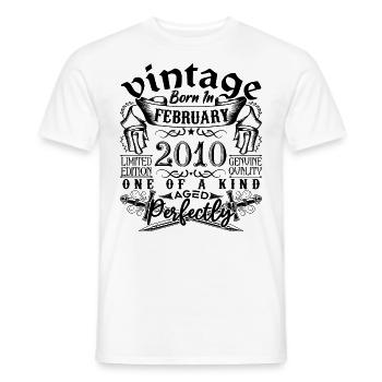 Anniversaire 2010 Février 2010 né en Février - T-shirt homme - blanc - Devant - AI Model Male 178 dark (178cm)