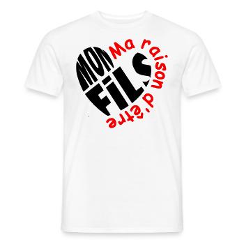 Mon fils ma raison d'être - T-shirt homme - blanc - Devant - AI Model Male 178 dark (178cm)