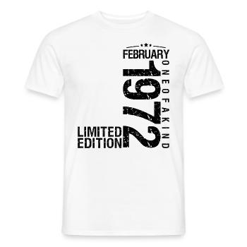 Anniversaire Février 1972 Février né en January - T-shirt homme - blanc - Devant - AI Model Male 178 dark (178cm)