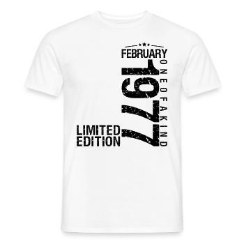 Anniversaire Février 1977 Février né en January - T-shirt homme - blanc - Devant - AI Model Male 178 dark (178cm)