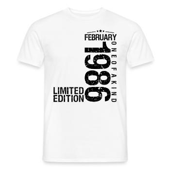 Anniversaire Février 1986 Février né en January - T-shirt homme - blanc - Devant - AI Model Male 178 dark (178cm)