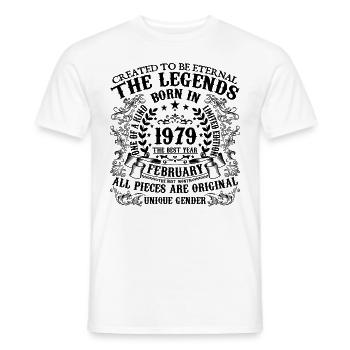 Birthday 1979 February 1979 born in February 1979 - Men's T-Shirt - white - Front - AI Model Male 178 dark (178cm)