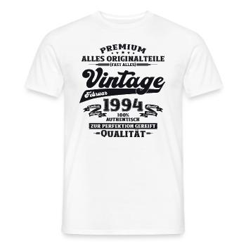 30. Geburtstag Vintage Februar Jahrgang 1994 - Männer T-Shirt - Weiß - Vorne - AI Model Male 178 dark (178cm)