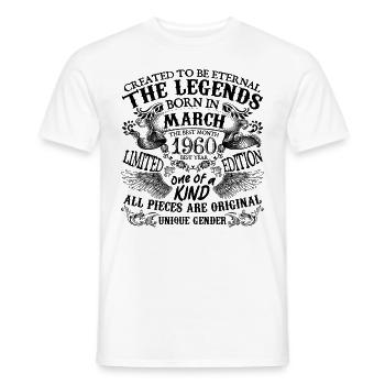 Birthday 1960 March 1960 born in March 1960 - Men's T-Shirt - white - Front - AI Model Male 178 dark (178cm)