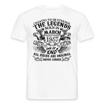 Geburtstag 1957 März 1957 geboren im März 1957 - Männer T-Shirt - Weiß - Vorne - AI Model Male 178 dark (178cm)