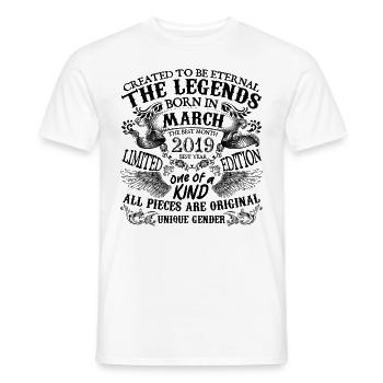 Anniversaire 2019 Mars 2019 né en Mars 2019 - T-shirt homme - blanc - Devant - AI Model Male 178 dark (178cm)