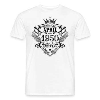 anniversaire Avril 1950 avril anniversaire 1950 - T-shirt homme - blanc - Devant - AI Model Male 178 dark (178cm)
