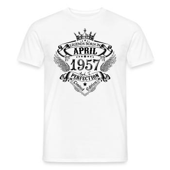 Geburtstag April 1957 April Geburtstag 1957 - Männer T-Shirt - Weiß - Vorne - AI Model Male 178 dark (178cm)