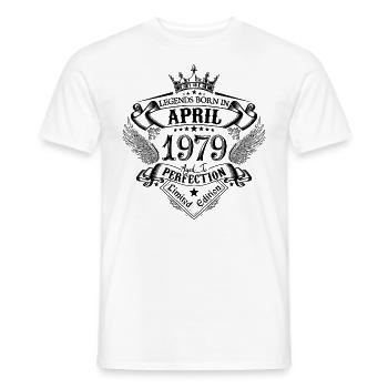 Birthday April 1979 April Anniversary 1979 - Men's T-Shirt - white - Front - AI Model Male 178 dark (178cm)