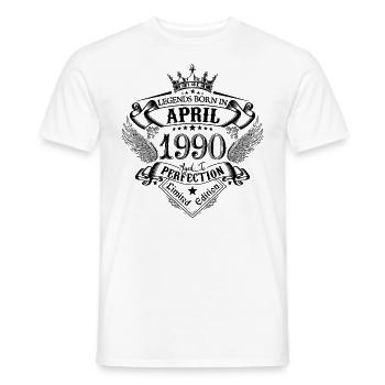anniversaire Avril 1990 avril anniversaire 1990 - T-shirt homme - blanc - Devant - AI Model Male 178 dark (178cm)