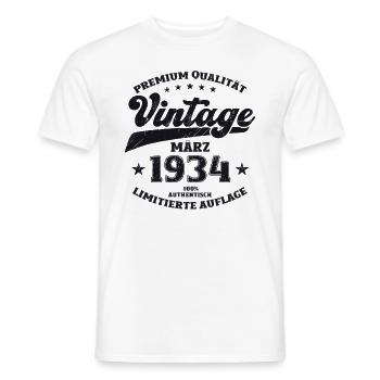 90ème Anniversaire Homme Mars Vintage 1934 - T-shirt homme - blanc - Devant - AI Model Male 178 dark (178cm)
