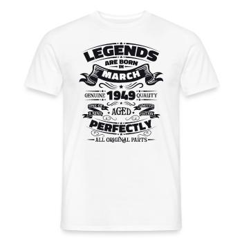 75th birthday Legendary since March Born in 1949 - Men's T-Shirt - white - Front - AI Model Male 178 dark (178cm)