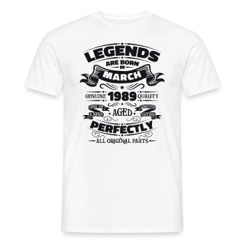 35th Birthday Legendary Since March Born in 1989 - Men's T-Shirt - white - Front - AI Model Male 178 dark (178cm)