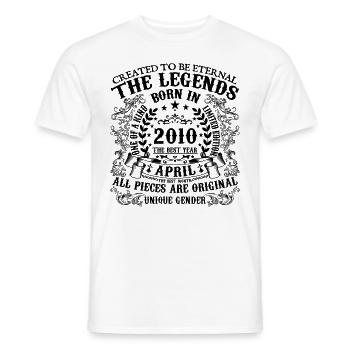 Anniversaire 2010 Avril 2010 né en Avril 2010 - T-shirt homme - blanc - Devant - AI Model Male 178 dark (178cm)