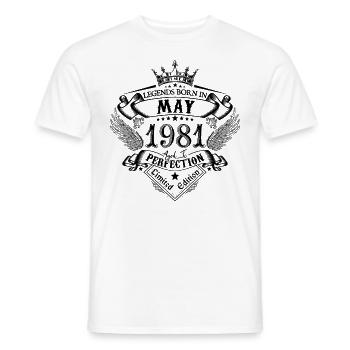 Geburtstag Mai 1981 Mai Geburtstag 1981 - Männer T-Shirt - Weiß - Vorne - AI Model Male 178 dark (178cm)