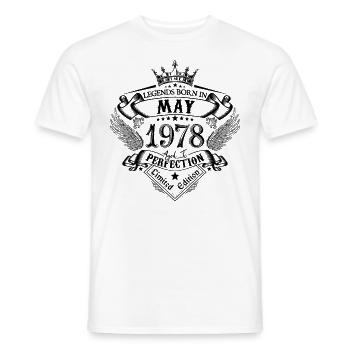 Birthday May 1978 May Birthday 1978 - Men's T-Shirt - white - Front - AI Model Male 178 dark (178cm)