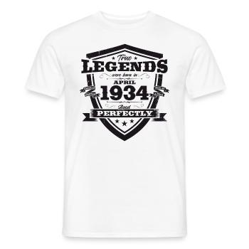 90e anniversaire homme légende avril Vintage 1934 - T-shirt homme - blanc - Devant - AI Model Male 178 dark (178cm)