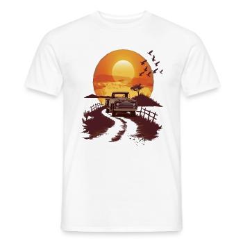 Sunset Road Classic Pickup - Men's T-Shirt - white - Front - AI Model Male 178 dark (178cm)