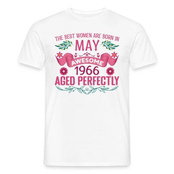 May 1966 Birthday Woman May 1966 Retro - Men's T-Shirt - white - Front - AI Model Male 178 dark (178cm)
