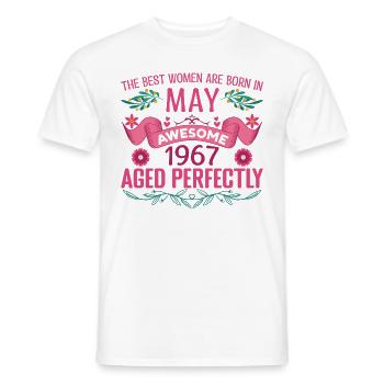 Mai 1967 anniversaire femme Mai 1967 rétro - T-shirt homme - blanc - Devant - AI Model Male 178 dark (178cm)