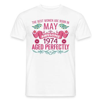 May 1974 Birthday Wife May 1974 Birthday - Men's T-Shirt - white - Front - AI Model Male 178 dark (178cm)