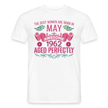 Mai 1962 Geburtstagsfrau Mai 1962 Retro - Männer T-Shirt - Weiß - Vorne - AI Model Male 178 dark (178cm)