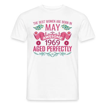 Mai 1969 anniversaire femme Mai 1969 anniversaire - T-shirt homme - blanc - Devant - AI Model Male 178 dark (178cm)