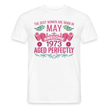 Mai 1973 anniversaire femme Mai 1973 anniversaire - T-shirt homme - blanc - Devant - AI Model Male 178 dark (178cm)
