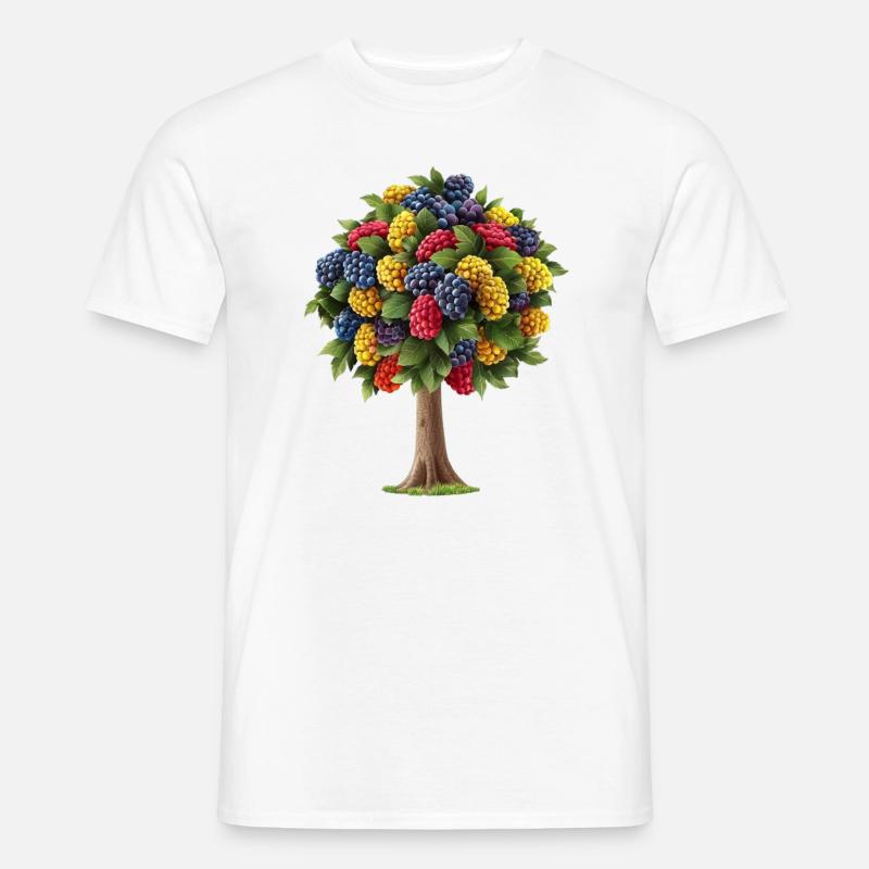 Bunter Baum Mit Fruchtigen Beeren - Männer T-Shirt - Weiß