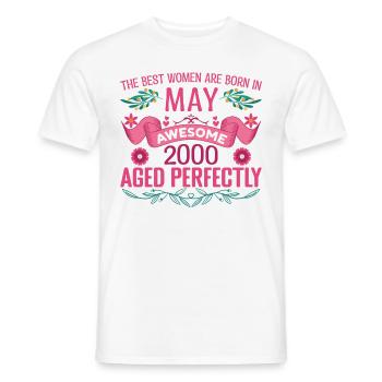 May 2000 Birthday Wife May 2000 Birthday - Men's T-Shirt - white - Front - AI Model Male 178 dark (178cm)