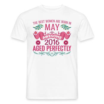 Mai 2016 anniversaire femme Mai 2016 anniversaire - T-shirt homme - blanc - Devant - AI Model Male 178 dark (178cm)